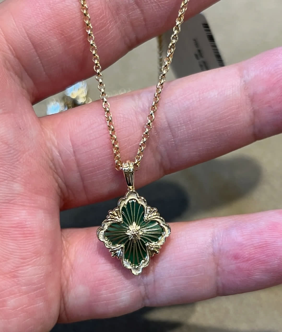 Van Cleef & Arpels Muccellati Gold-Plated Enamel Clover Flower Necklace